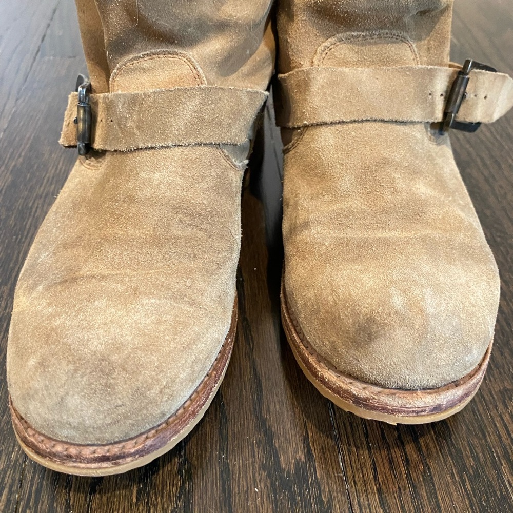 Frye Veronica short boots. mid calf boots. Tan suede - Picture 5 of 8